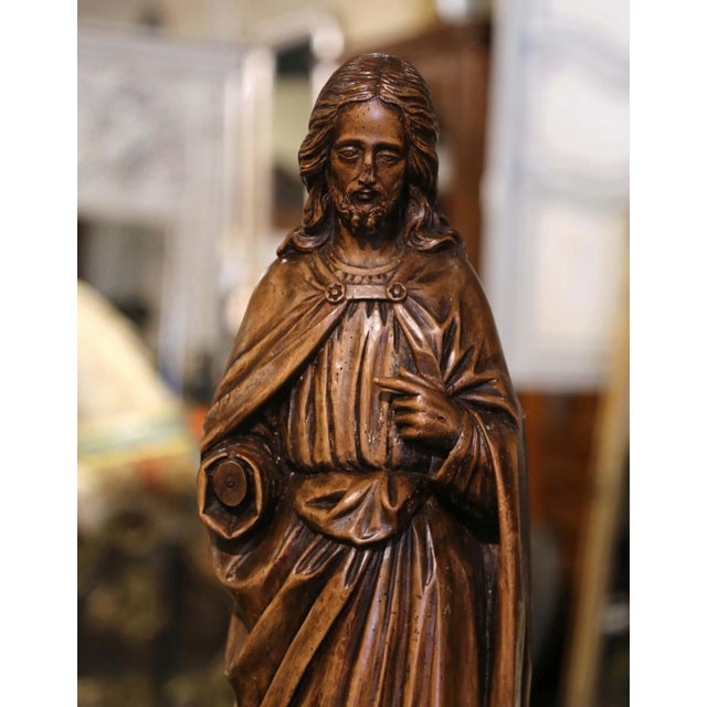 French 18th Century French Carved Walnut Religious Statue of Jesus Christ For Sale - Image 3 of 9