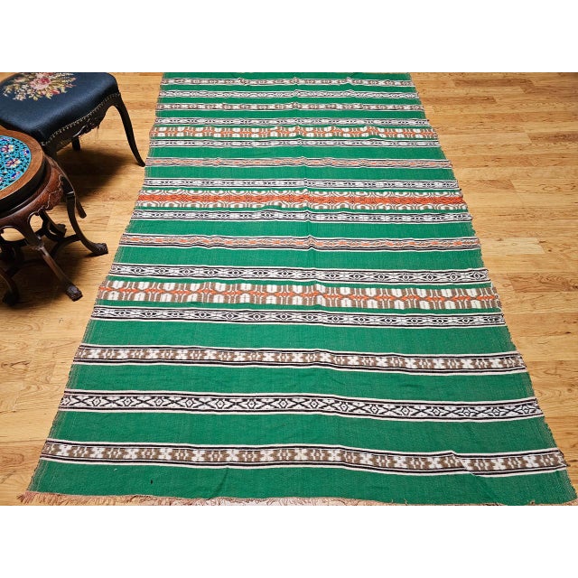 American Vintage American Southwestern Blanket, Handwoven Wool, Stripe Pattern, 5x8 For Sale - Image 3 of 16