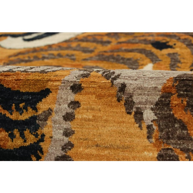 Textile Rug & Kilim’s Contemporary Pictorial Rug, Tiger Design in Gold and Black For Sale - Image 7 of 8