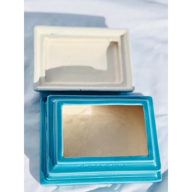 Vintage Atlantic Mold Turquoise Ceramic Trinket Box, Mid-Century Modern Studio Pottery For Sale - Image 10 of 12