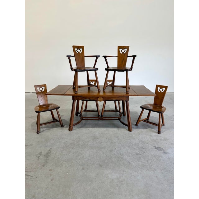 Vintage Scandinavian Brutalist Oak Dining Chairs, Set of 6 For Sale In Tampa - Image 6 of 12