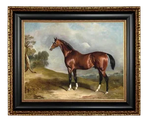 "Portrait of Sultan in Landscape" Contemporary Reproduction Print on Canvas, Framed 22" X 26"