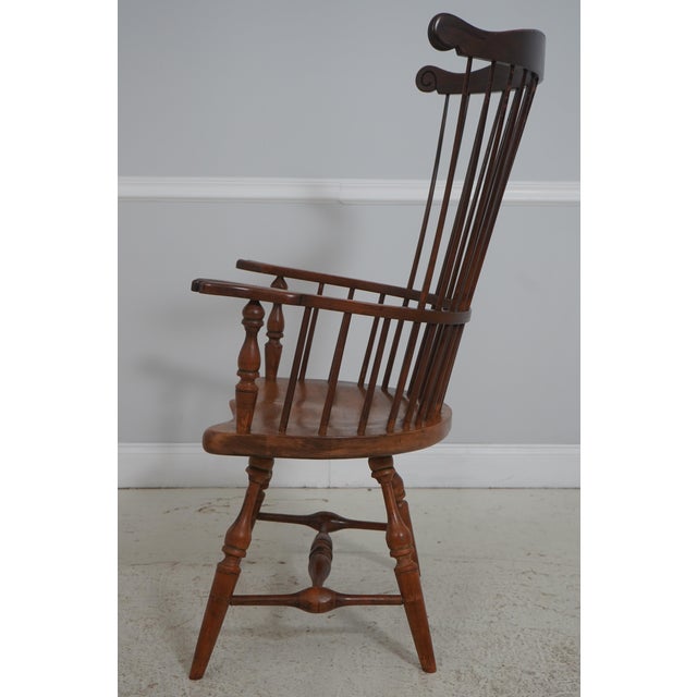 Traditional Pair of Frederick Duckloe Colonial Cherry & Oak Windsor Chairs For Sale - Image 3 of 18