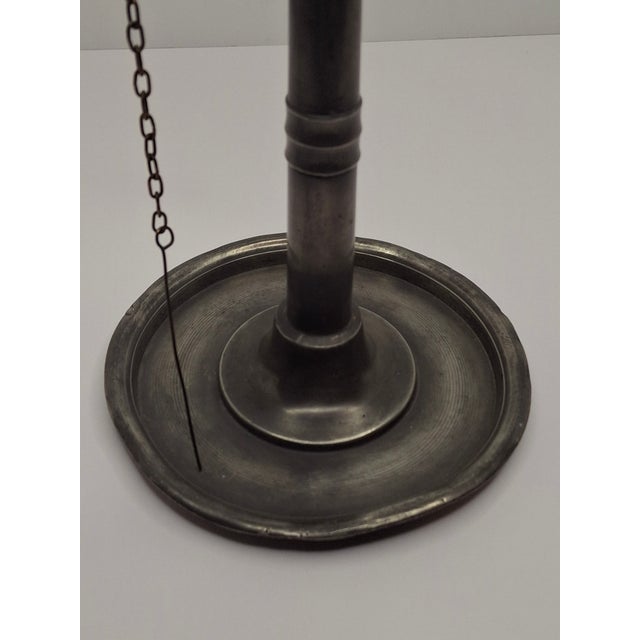 Silver 18th C German Pewter Spout Lamp Bremen Hallmark 1680 Key Shield Whale Oil 8" For Sale - Image 8 of 12