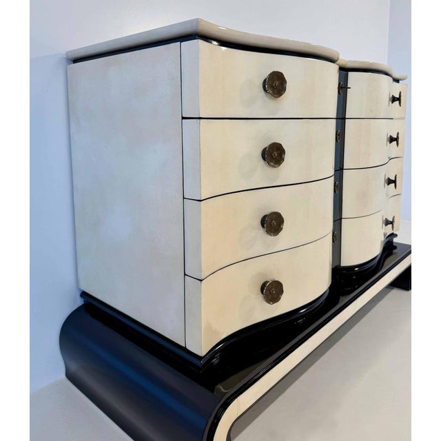 Metal Art Deco Chest of Drawers in Parchment and Black Lacquer by Osvaldo Borsani for Borsani, 1940s For Sale - Image 7 of 15