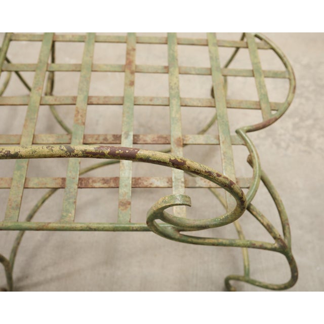 Set of Four Rose Tarlow Style Iron Lattice Garden Chairs For Sale - Image 15 of 18