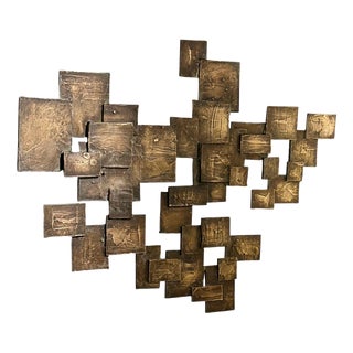 Dutch Brutalist Textured Bronze Wall Relief, 1960s For Sale