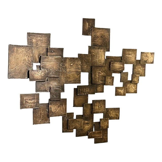Dutch Brutalist Textured Bronze Wall Relief, 1960s For Sale