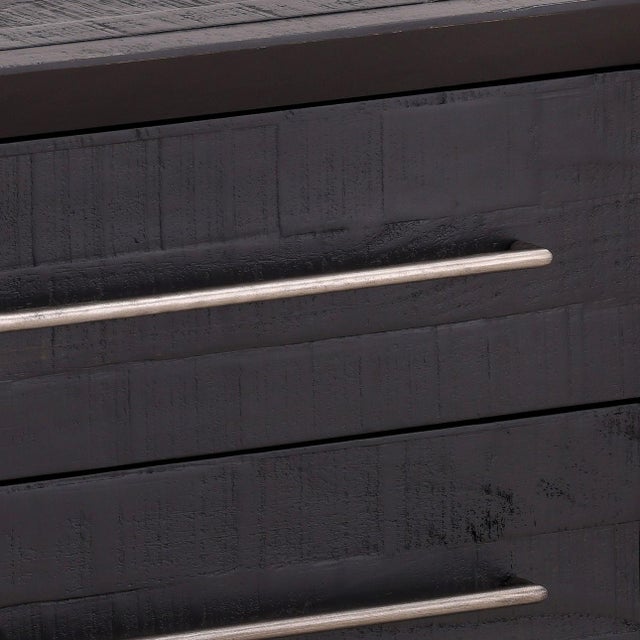 Farmhouse Modern Black & Nickel Three-Drawer Nightstand For Sale - Image 3 of 7
