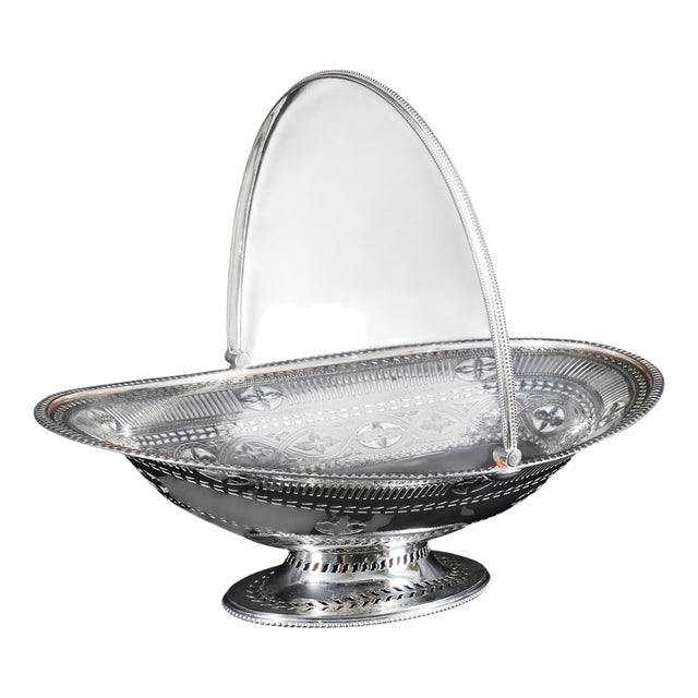 Antique Victorian Neo Classical Silver Plated Fruit Basket, 19th Century For Sale