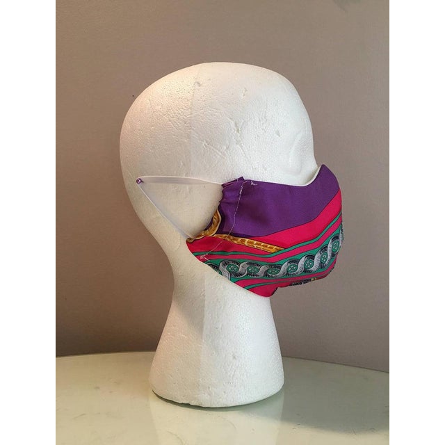 Hermès Hermes Vintage Handmade Bride de Cour Silk Scarf Face Mask For Sale - Image 4 of 7