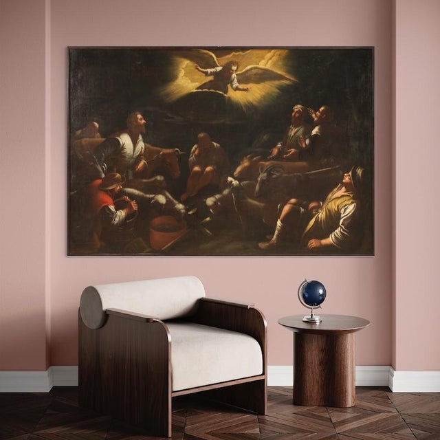 Bassano School Artist, The Announcement to the Shepherds, 1630, Oil on Canvas For Sale - Image 4 of 13