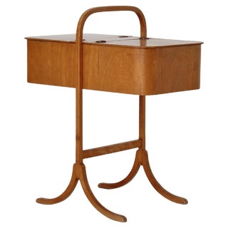 Beechwood and Leather Sewing Box attributed to Søren Hansen for Fritz Hansen, Denmark, 1933 For Sale