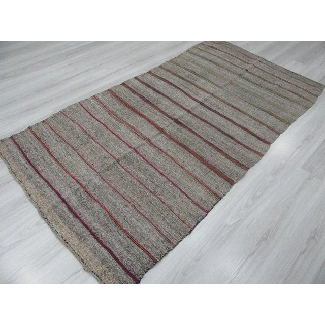 1960s Turkish Striped Gray Kilim Rug For Sale - Image 4 of 6