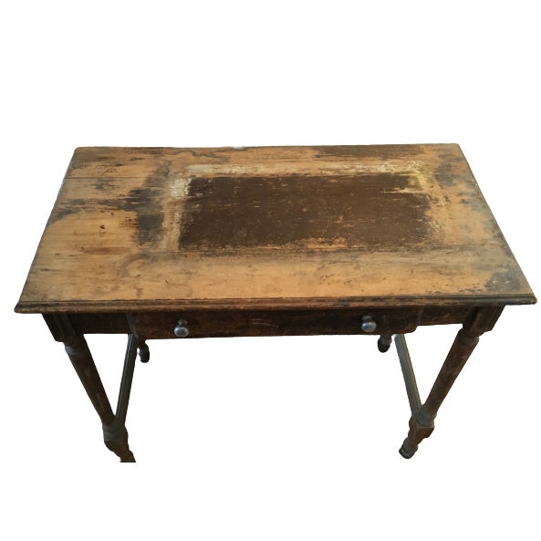Farmhouse Vintage Wood Farmhouse Writing Desk Writing Table For Sale - Image 3 of 5