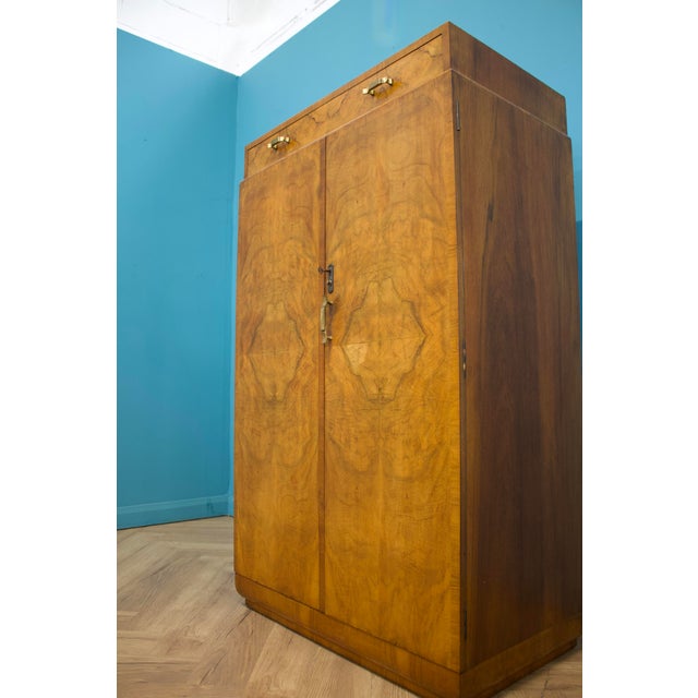 1930s British Art Deco Burr Walnut Tallboy Linen Cabinet, 1930s For Sale - Image 5 of 10