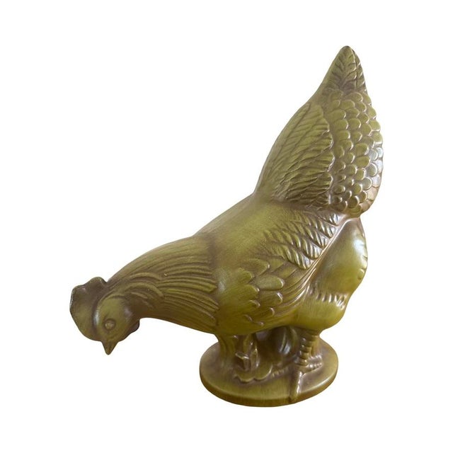Ceramic Vintage Royal Haeger Model 613a Antiqued Avocado Standing Chicken Sculpture For Sale - Image 7 of 8