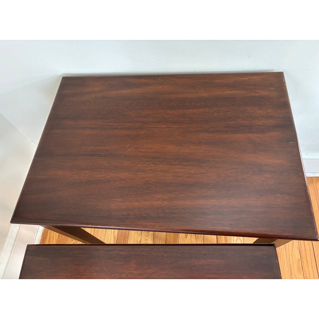 Mid 20th Century Henkel-Harris Mahogany Nesting Tables With Inlay For Sale - Image 11 of 18
