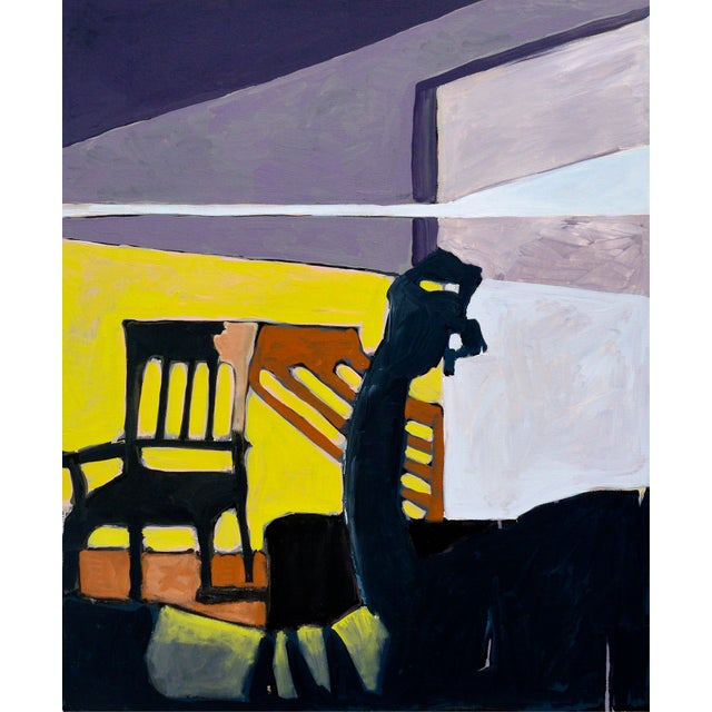 Contemporary Interior Perspective Abstract with Purple & Yellow Stunning interior with and abstracted sense of perspective...
