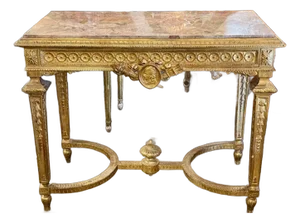 19th Century Italian Carved Giltwood Console Table With Marble Top