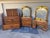 Vintage 1930s Art Deco waterfall bedroom furniture set featuring matching wooden grain veneer panels, curved edges, and...