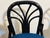 Mid-Century Modern 1970s Vintage Rattan Counter Stools Trio Blue Seats Fan Back For Sale - Image 3 of 12