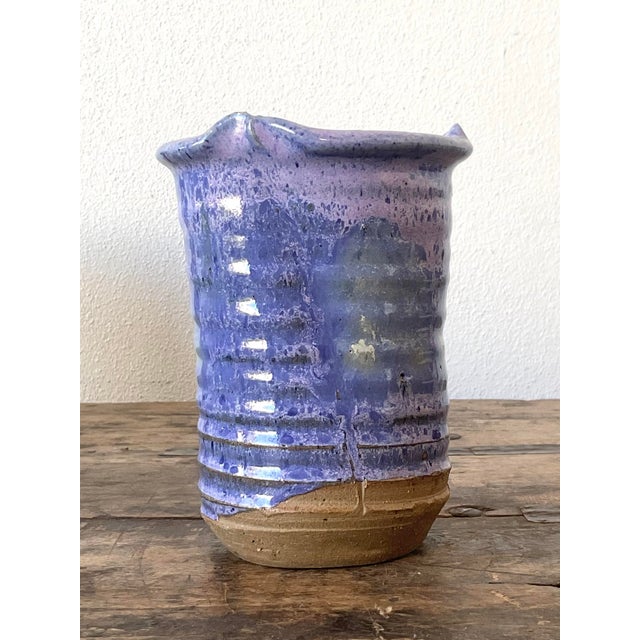 Ceramic Vintage Original Studio Pottery Drip Glaze Vase For Sale - Image 7 of 12