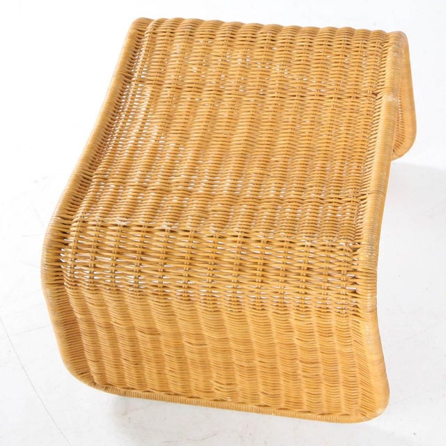 Light Yellow Set of Wicker Chair and Ottoman, 1970s For Sale - Image 8 of 15