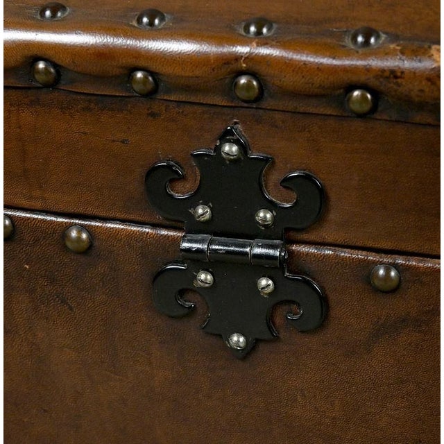 Vintage Studded Leather Trunk, 1950 For Sale - Image 13 of 18