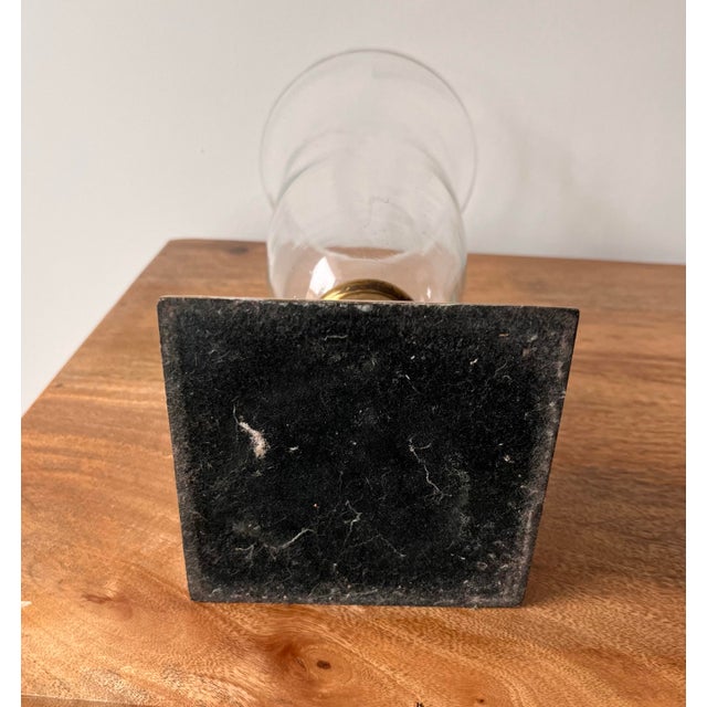 Metal Late 20th Century Glass & Brass Hurricane Candle Holder For Sale - Image 7 of 8