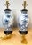 Late 20th Century Pair Chinese Canton Style Blue and White Palm Tree Porcelain Vases, Now as Lamps For Sale - Image 5 of 10