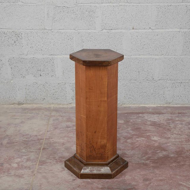 Hexagonal Art Deco Column with Walnut Veneer For Sale - Image 11 of 11