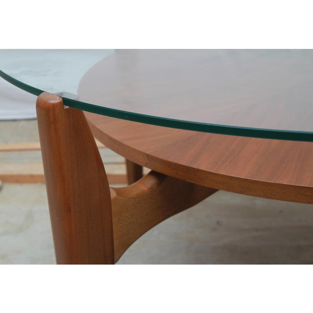 Wood Vintage Coffee Table in Walnut and Glass, 1965 For Sale - Image 7 of 8