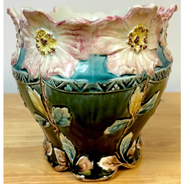 A Stunning French Art Nouveau Majolica Floral Centerpiece by Fives-Lille For Sale - Image 10 of 11