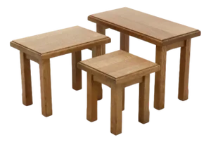 Brutalist Blonde Oak Nesting Tables, 1960s, Set of 3