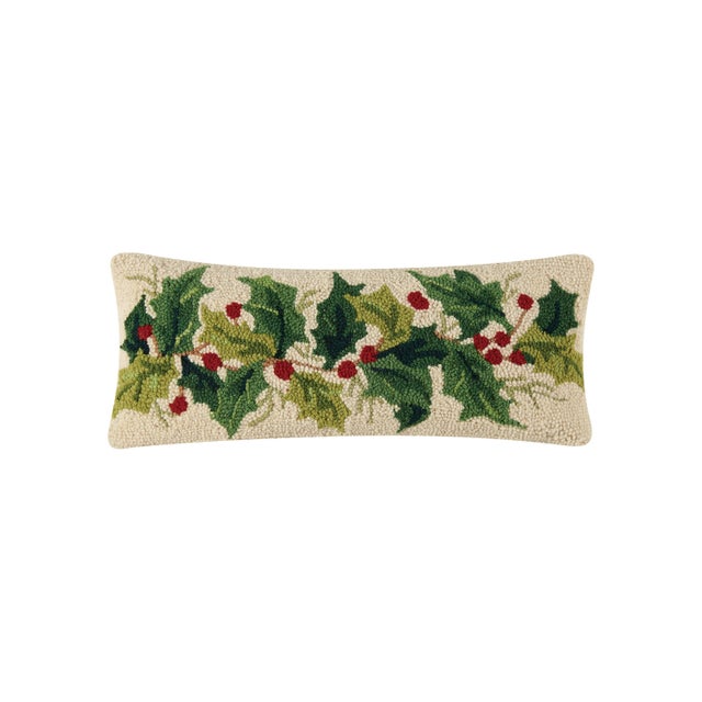 Traditional Holly Group Hook Pillow 8" x 20" For Sale - Image 3 of 3
