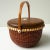 Wood Vintage Signed Nantucket Lightship Basket – Handcrafted With Dolphin Lid, Bone Handle & Geometric Pattern For Sale - Image 7 of 12