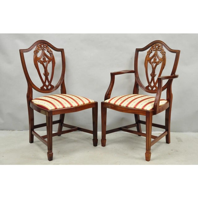 Traditional Vintage Sheraton Federal Mahogany Shield Back Dining Room Chairs - Set of 6 For Sale - Image 3 of 16
