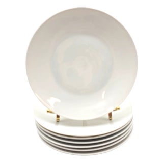 Rosenthal Continental Salad Plate Set – Raymond Loewy Modernist Design, White Porcelain Set of 6 For Sale