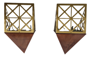 Wall Lamps in Brass Sheet and Cast Brass attributed to Luca Scacchetti, 1980s, Set of 2
