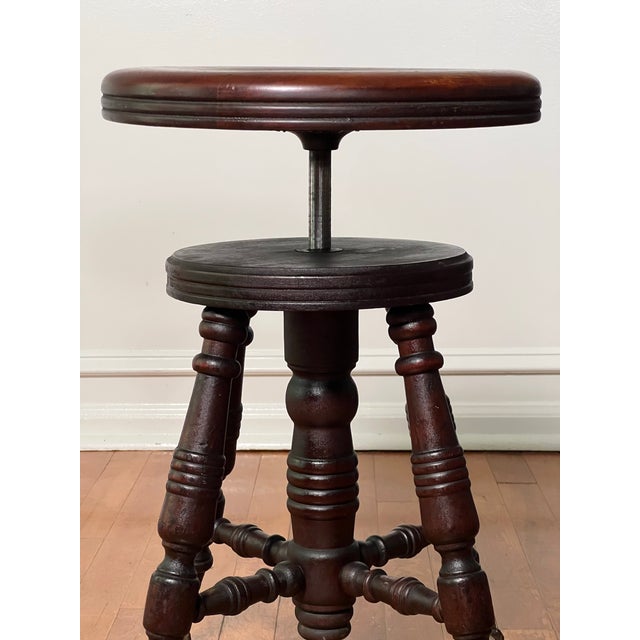 Late 19th Century Victorian Mahogany Piano Stool With Claw and Glass Ball Feet, A. Merriam & Co. For Sale - Image 4 of 10