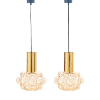 Mid-Century Modern Amber Bubble Glass Pendant by Helena Tynell for Limburg, 1960s For Sale