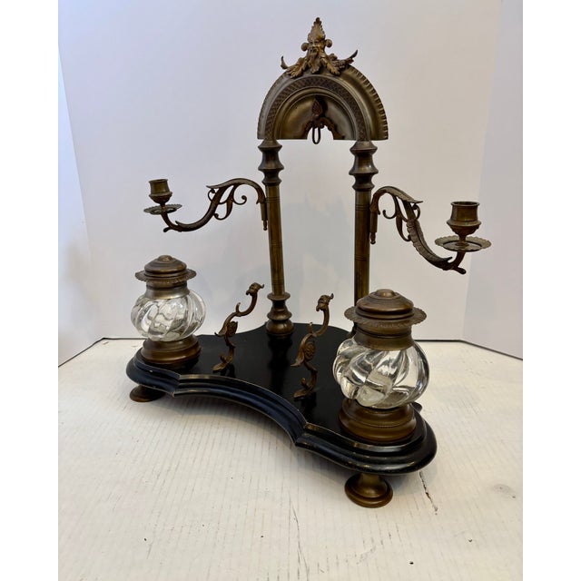 Victorian Superior 19th Century Double Inkwell Desk Set For Sale - Image 3 of 16
