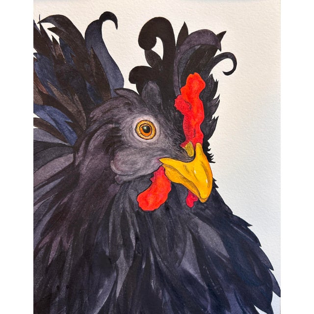 2020s Original Watercolor Illustration on Paper “Little Black Snapdragon” Framed For Sale - Image 5 of 12