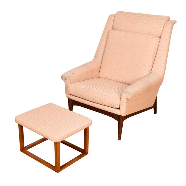 Mid-Century Modern Folke Ohlsson Swedish Modern Lounge Chair by Dux + Compact Ottoman For Sale - Image 3 of 10
