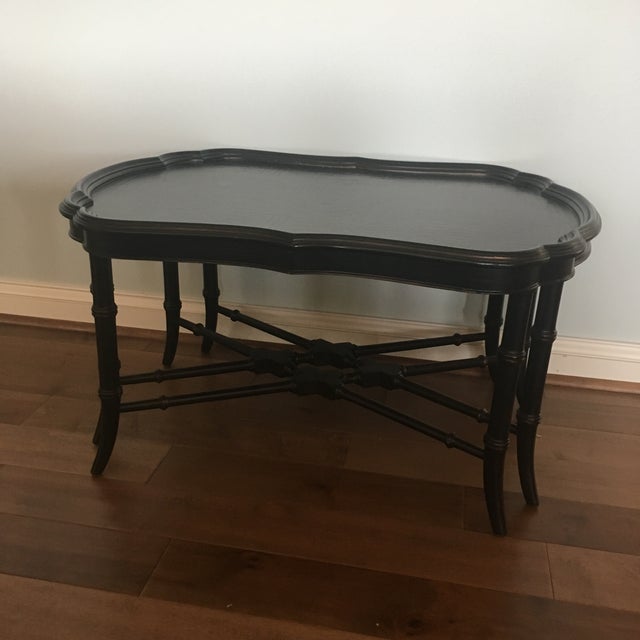 Ethan Allen Black Chinoiserie Coffee Table Chairish