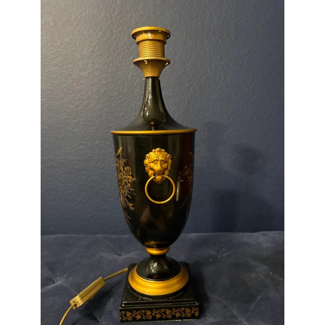 1960s 1960s Georgian Tole Lamp With Shade For Sale - Image 5 of 11