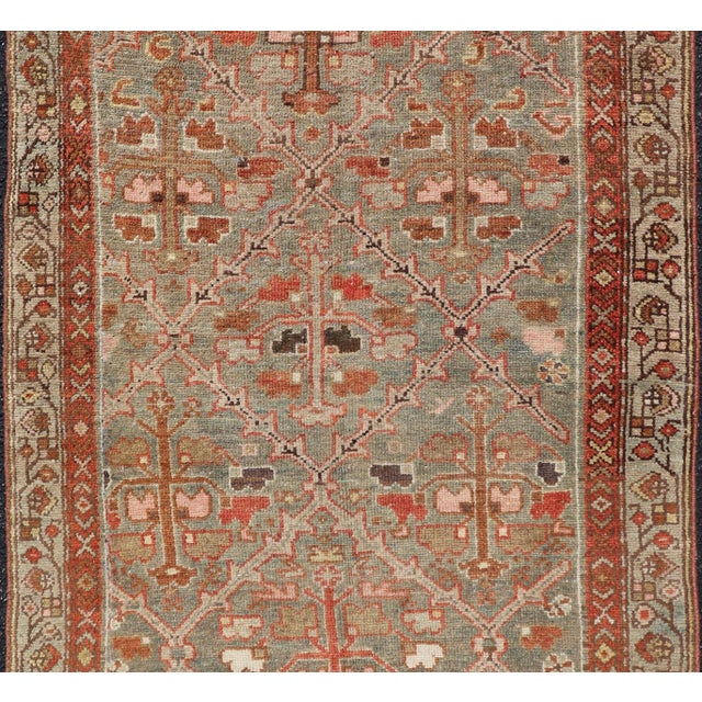 Antique Persian Malayer Rug With All-Over Design With Red and Gray-Blue 3'0 X 5'0 For Sale - Image 4 of 12