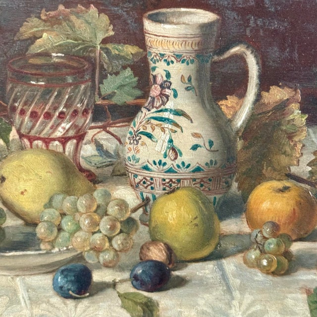 1900 - 1909 Antique “E. Bix” Still-Life Oil Painting of Fruits on Table, Signed & Framed For Sale - Image 5 of 11