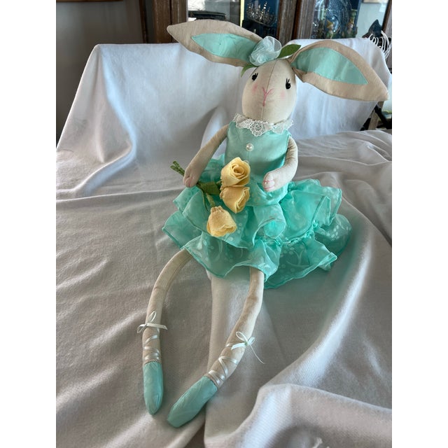 Ballerina Bunny Rabbit Teal Dress Yellow Flowers. 28” For Sale - Image 9 of 12